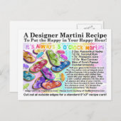Het is altijd 5 uur 'Clock Tropical Martini Recipe Briefkaart (Voorkant / Achterkant)