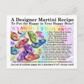 Het is altijd 5 uur 'Clock Tropical Martini Recipe Briefkaart (Voorkant)