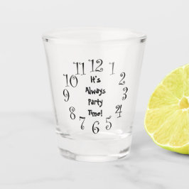 Het is altijd feesttijd, klokgezicht shot glas