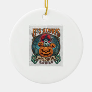 Het is altijd Halloween in het hoofd Pompoen Geest Keramisch Ornament