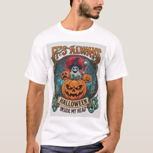 Het is altijd Halloween in het hoofd Pompoen Geest T-shirt