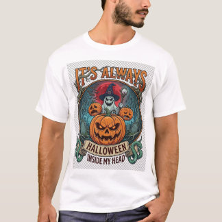 Het is altijd Halloween in het hoofd Pompoen Geest T-shirt