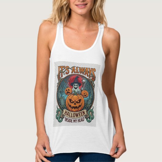 Het is altijd Halloween in het hoofd Pompoen Geest Tanktop (Voorkant)