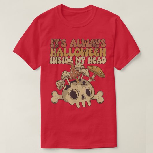 Het is altijd halloween in mijn hoofd Retro padden T-shirt (Design voorkant)