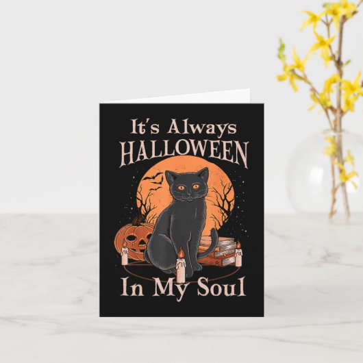 Het is altijd Halloween in mijn ziel pompoen kat g Kaart (Gele Bloem)