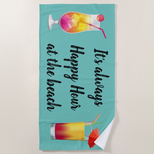 Het is altijd happy hour cocktail strandlaken (Voorkant)