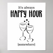 Het is altijd Happy Hour ergens Cocktails Poster (Voorkant)