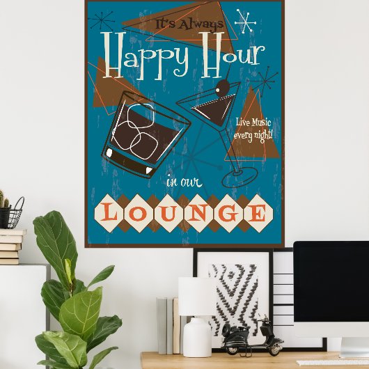 Het is altijd Happy Hour Poster (Thuiskantoor)