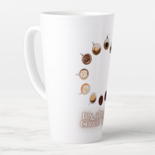 Het is altijd het ontwerp van de koffietijd - grap latte mok (Linkerhoek)