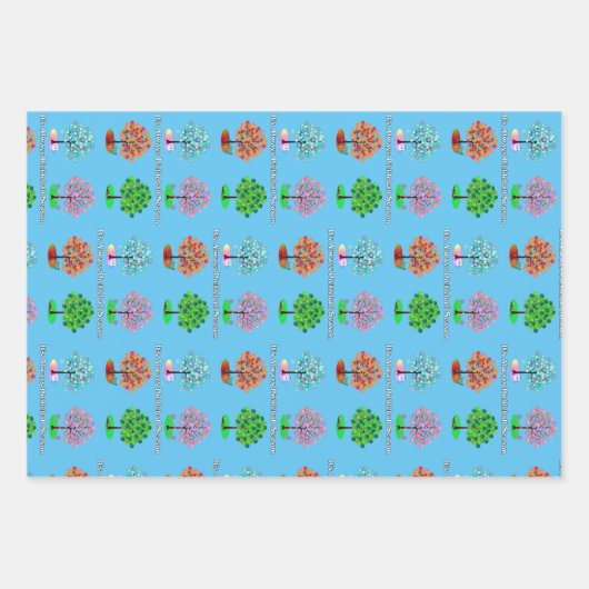 Het is altijd Pickleball Sason - Vier seizoensbome Inpakpapier Vel (Voorkant 2)