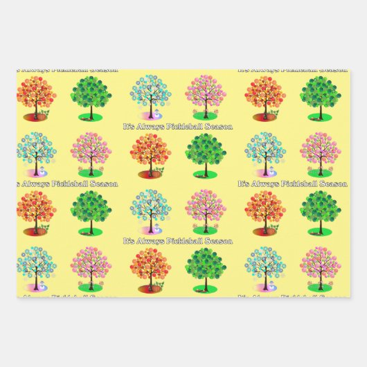 Het is altijd Pickleball Sason - Vier seizoensbome Inpakpapier Vel (Voorkant)