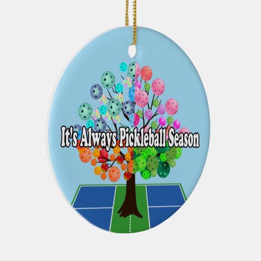 Het is altijd Pickleball Sason - Vier seizoensbome Keramisch Ornament (Rechts)