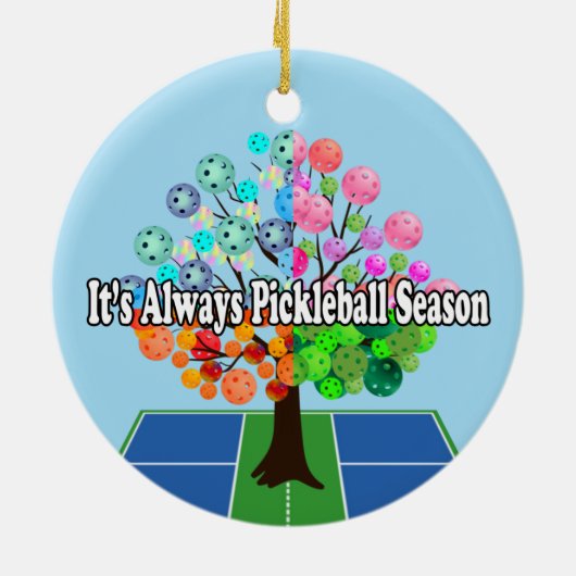 Het is altijd Pickleball Sason - Vier seizoensbome Keramisch Ornament (Achterkant)