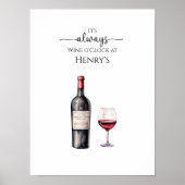 Het is Altijd Rode Wijn Tijd Kunst Poster (Voorkant)