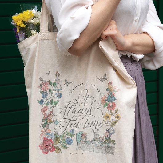 Het is altijd Tea-Time Alice in Wonderland Tote Bag