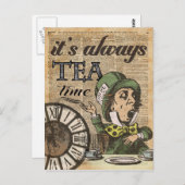 "Het is altijd theetijd" Mad Hatter Dictionary Art Briefkaart (Voorkant / Achterkant)