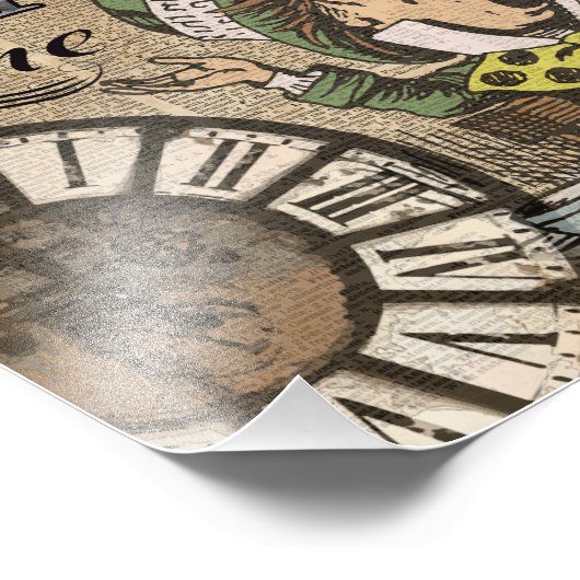 "Het is altijd theetijd" Mad Hatter Dictionary Art Foto Afdruk (Hoek)