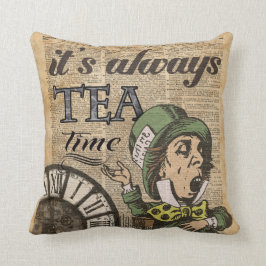 "Het is altijd theetijd" Mad Hatter Dictionary Art Kussen
