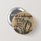 "Het is altijd theetijd" Mad Hatter Dictionary Art Ronde Button 5,7 Cm (Voorkant /achterkant)
