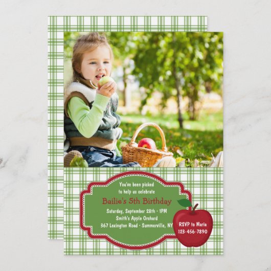Het is Apple Pick Time Photo Invitation Kaart (Voorkant / Achterkant)