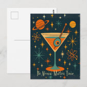 Het is Atomic Martini Tijd Kosmische Sterren Briefkaart (Voorkant / Achterkant)