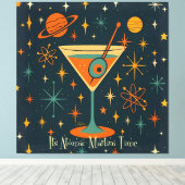 Het is Atomic Martini Tijd Kosmische Sterren Canvas Afdruk (Insitu (Houten vloer))