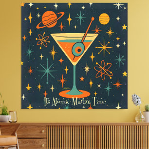 Het is Atomic Martini Tijd Kosmische Sterren Canvas Afdruk