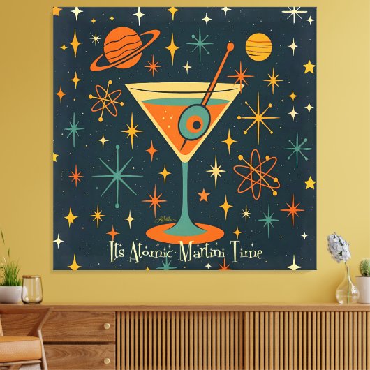 Het is Atomic Martini Tijd Kosmische Sterren Canvas Afdruk (Insitu (Woonkamer))