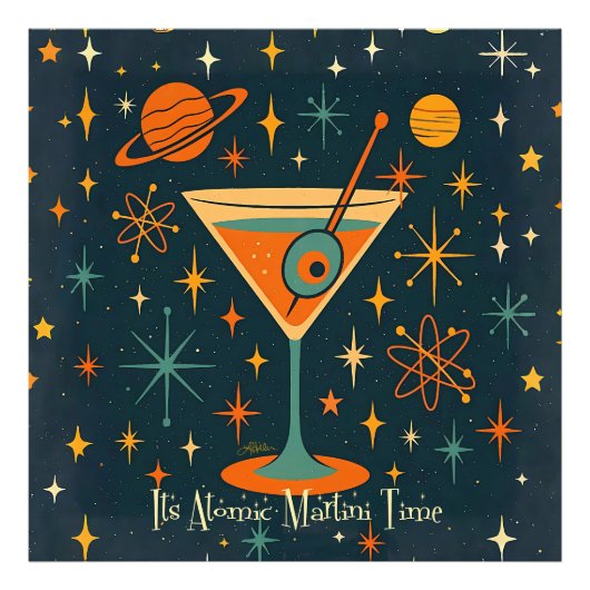 Het is Atomic Martini Tijd Kosmische Sterren Foto Afdruk (Voorkant)