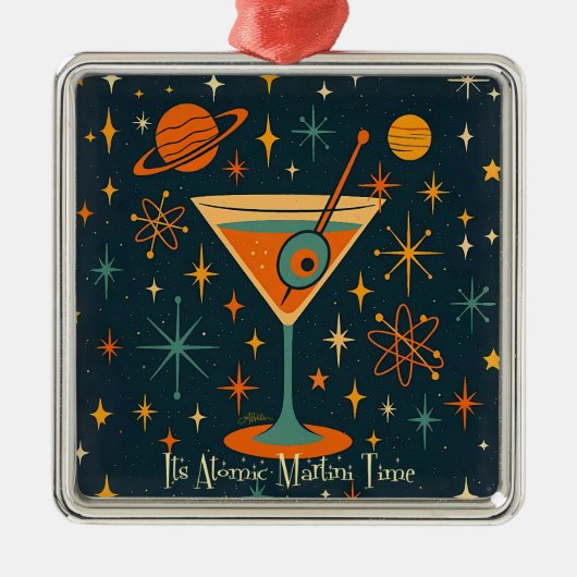 Het is Atomic Martini Tijd Kosmische Sterren Metalen Ornament (Voorkant)