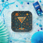 Het is Atomic Martini Tijd Kosmische Sterren Papieren Bordje (Feest)