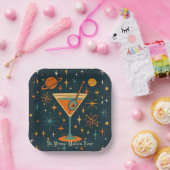 Het is Atomic Martini Tijd Kosmische Sterren Papieren Bordje (Feest)