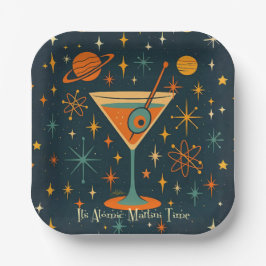 Het is Atomic Martini Tijd Kosmische Sterren Papieren Bordje