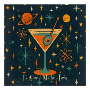 Het is Atomic Martini Tijd Kosmische Sterren Perfect Poster