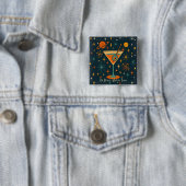 Het is Atomic Martini Tijd Kosmische Sterren Vierkante Button 5,1 Cm (In situ)