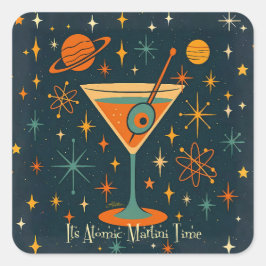 Het is Atomic Martini Tijd Kosmische Sterren Vierkante Sticker