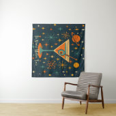 Het is Atomic Martini Tijd Kosmische Sterren Wandkleed (In Situ (horizontaal))