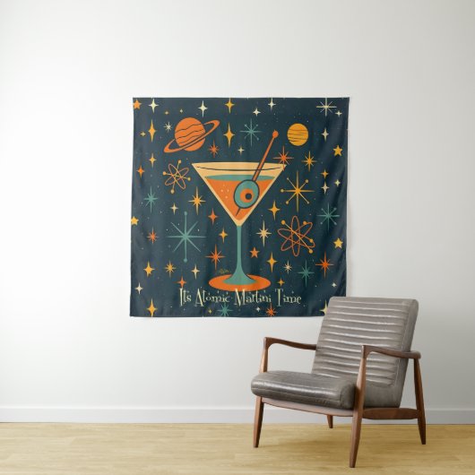 Het is Atomic Martini Tijd Kosmische Sterren Wandkleed (In situ)
