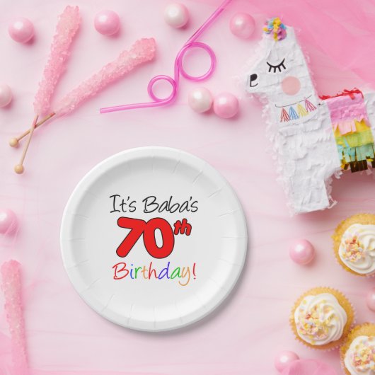 Het is Baba's 70ste verjaardag Papieren Bordje (Feest)