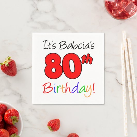 Het is Babcia's 80ste verjaardag Poolse oma Napkin Servetten (Insitu)