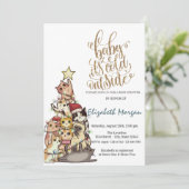 Het is Baby shower Koude Waterverf Pine Tree Cats Kaart (Staand voorkant)