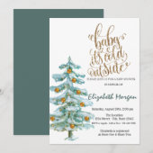 Het is Baby shower Koude Waterverf Pine Tree Kaart (Voorkant / Achterkant)