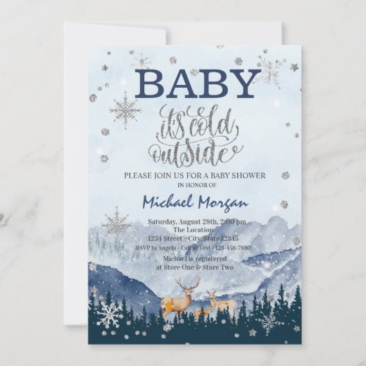 Het is Baby shower van het Koude Buiten Rrendierbe Kaart (Voorkant)