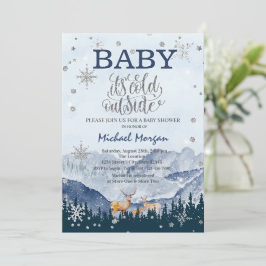 Het is Baby shower van het Koude Buiten Rrendierbe Kaart (Staand voorkant)