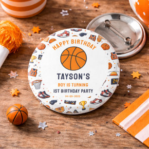 Het is basketbal-tijd 1e verjaardag rookie jaar ronde button 3,2 cm
