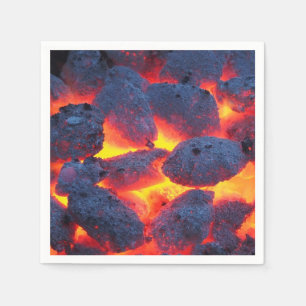 Het is BBQ tijd hete grill kolen rood grijs zwart Servet