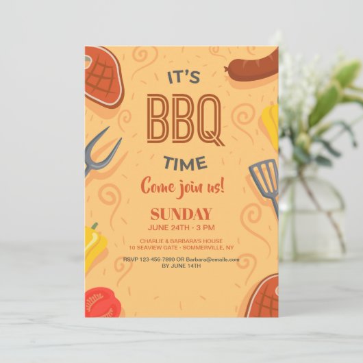 Het is BBQ Time Invitation Kaart (Staand voorkant)