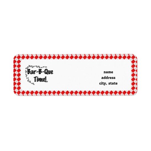 Het is BBQ Time. Rood Gecontroleerde tafelkledij m Etiket (Voorkant)