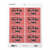 Het is BBQ Time. Rood Gecontroleerde tafelkledij m Etiket (Full Sheet)