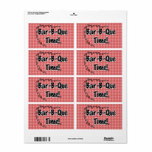 Het is BBQ Time. Rood Gecontroleerde tafelkledij m Etiket (Full Sheet)